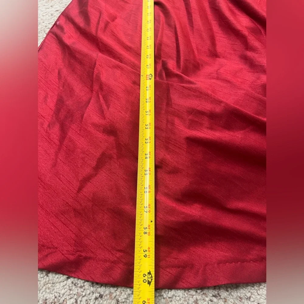 ALFRED SUNG‎ Sleeveless Pleated Skirt Red Long Formal Gown Dress Pockets prom 10 - Picture 13 of 13